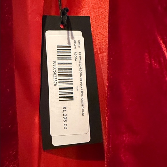 R13 DB Peak Lapel Ragged Blazer, Red Velvet - Picture 17 of 17